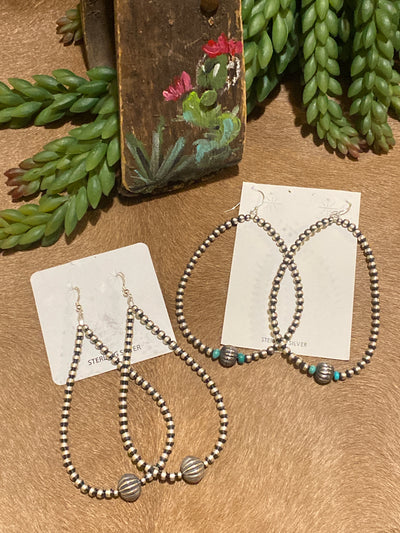Northside 4mm Sterling Navajo Hoop Earrings With Center Stamped Bead