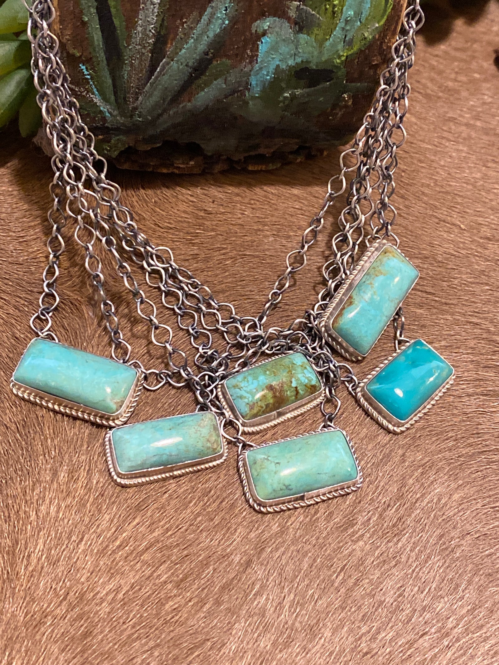 Iverly Sterling Link Chain With .8" Turquoise Bar - 18"