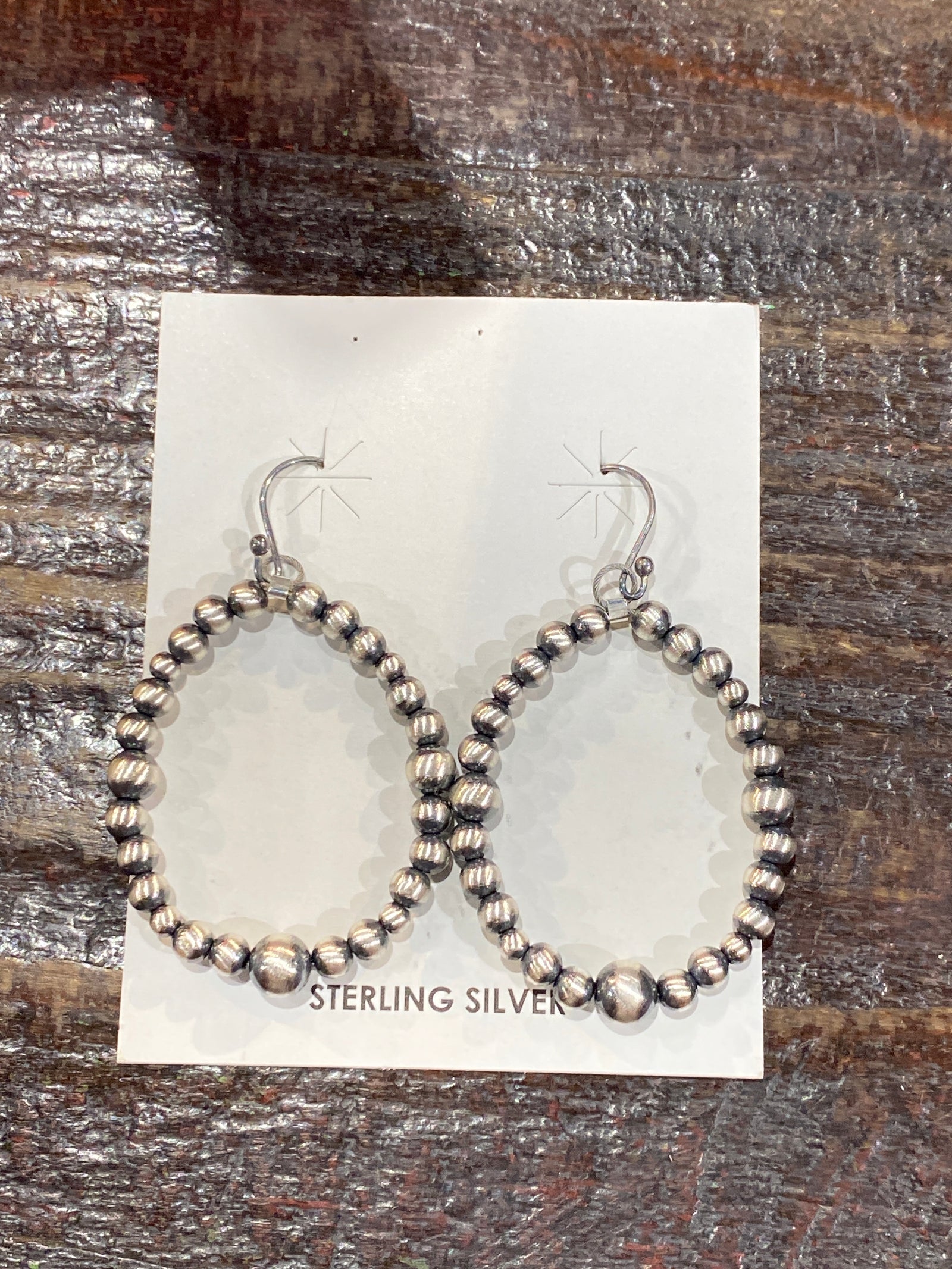 Livingston Sterling Navajo Hoop Earrings - 1.25"