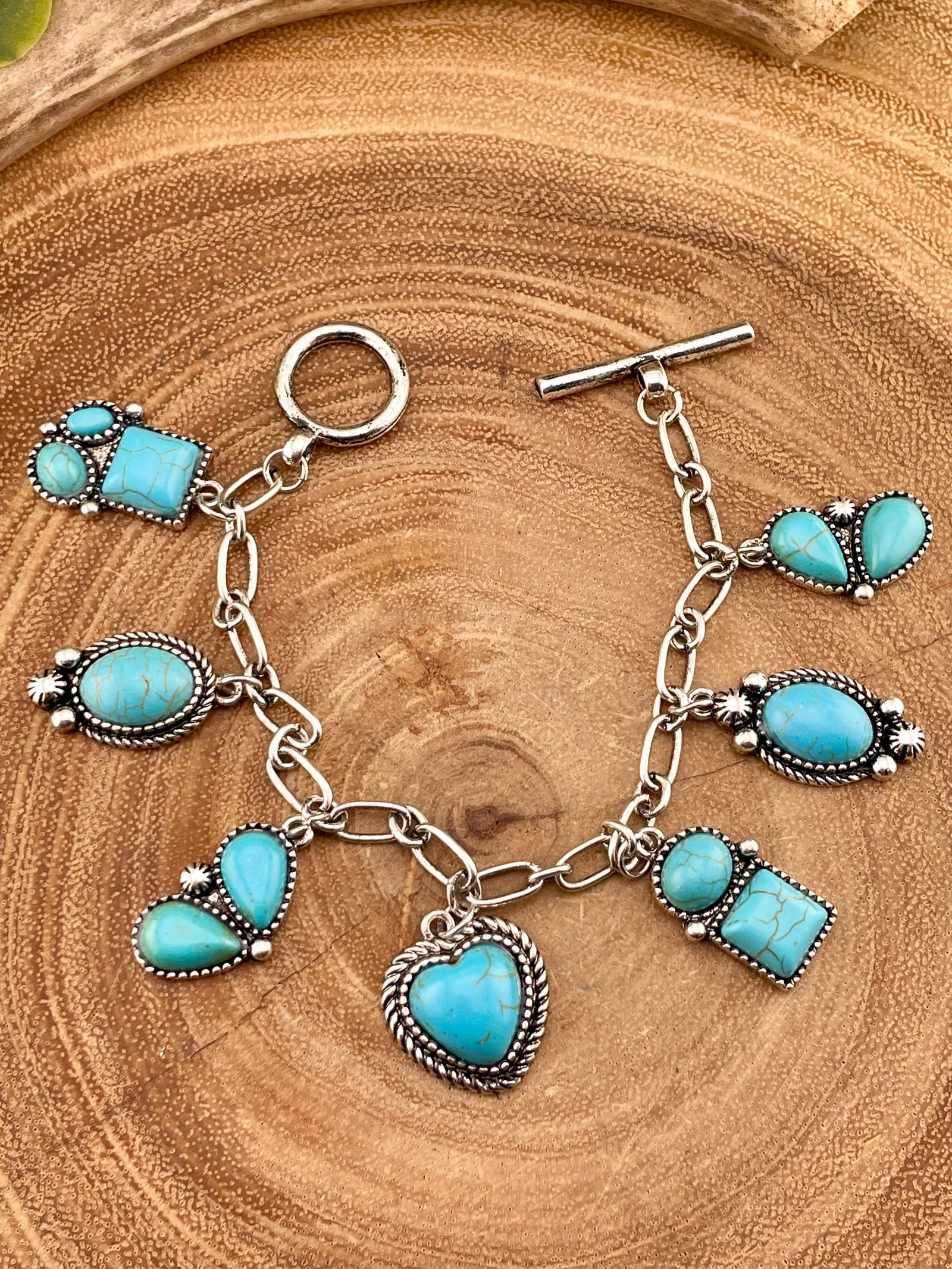 Quinn Shapely Turquoise Charm Bracelet