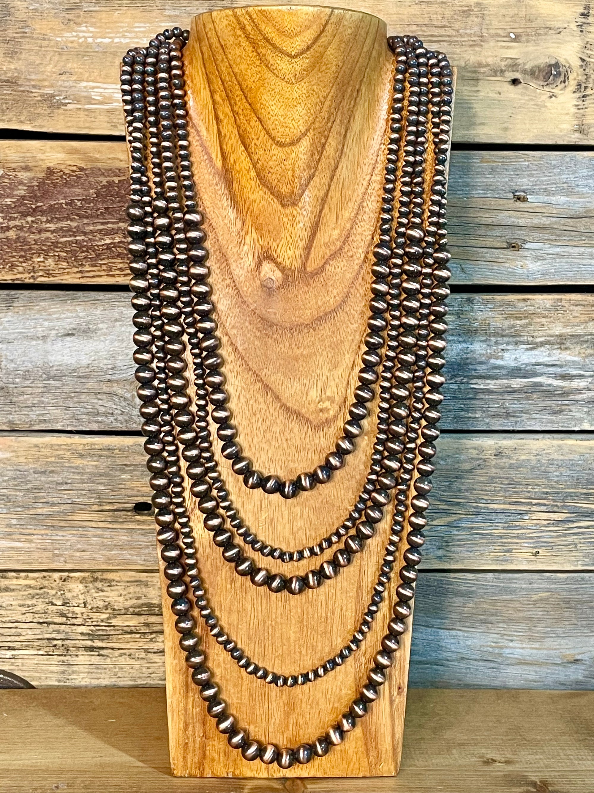 Flippen Fashion Varied 5 Strand Copper Waterfall Necklace 26"-38"