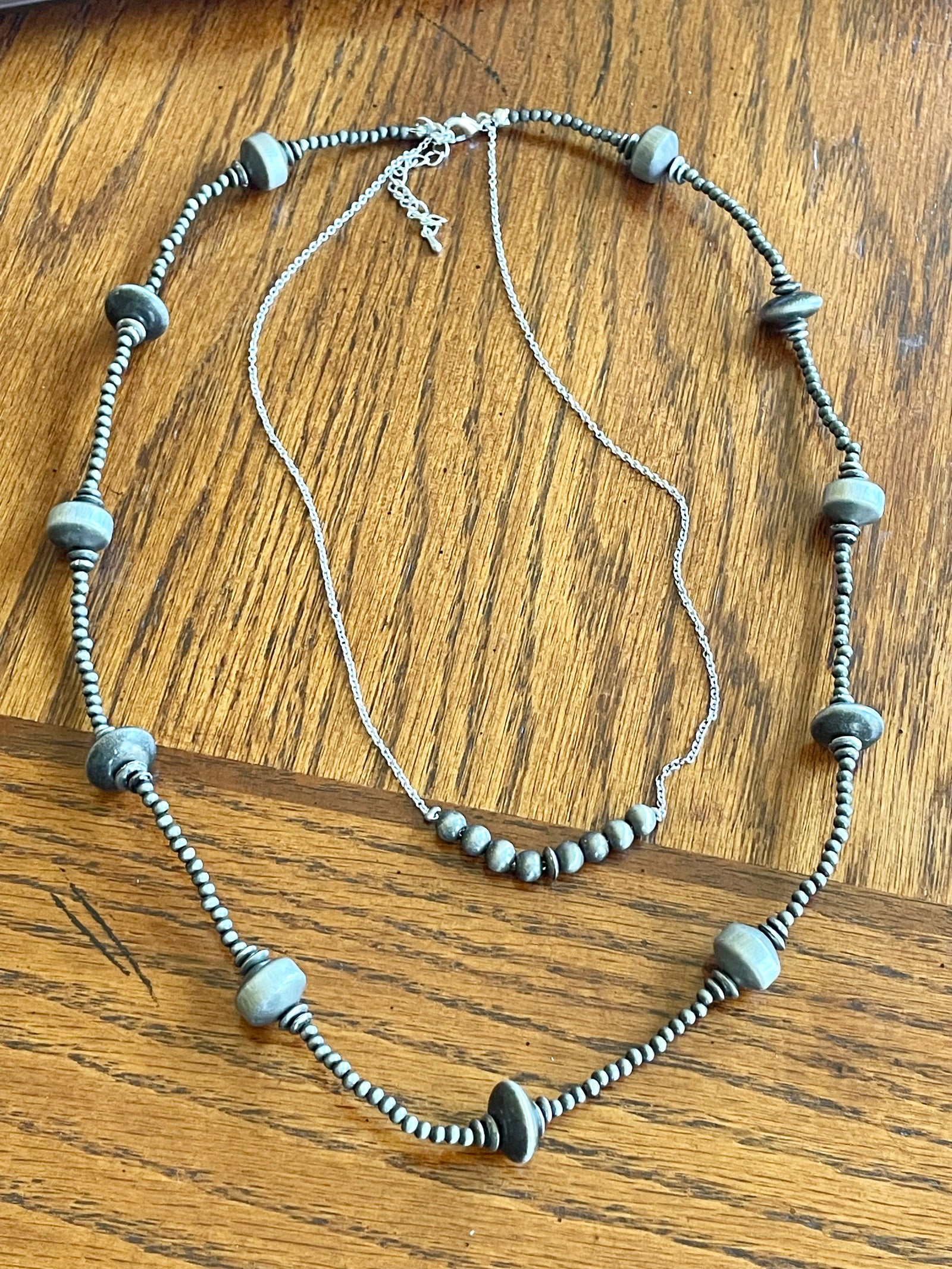 Kingsman Double Strand Fashion Navajo Cylinder & Saucer Necklace