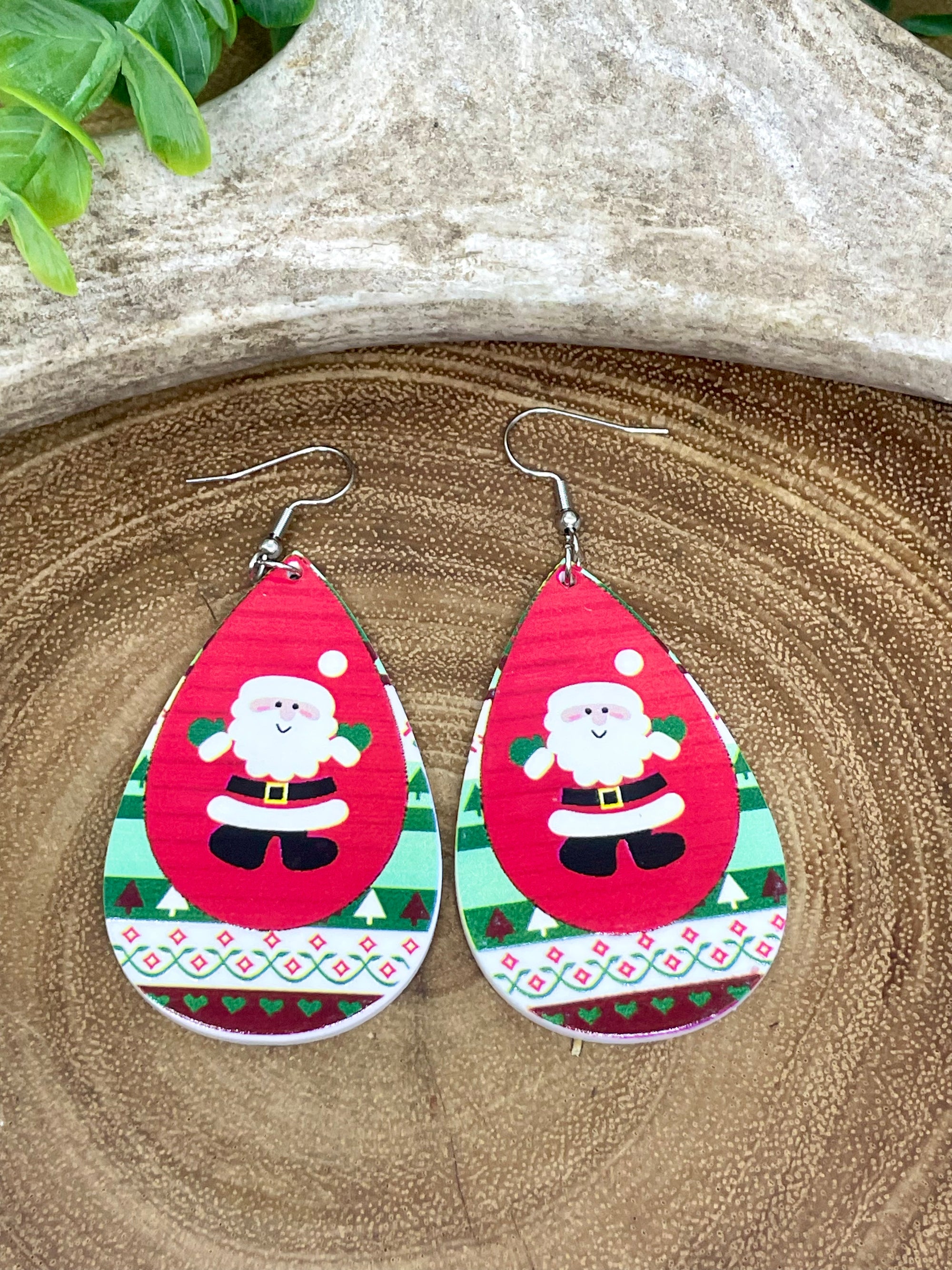 Christmas Sweater Santa Teardrop Earrings