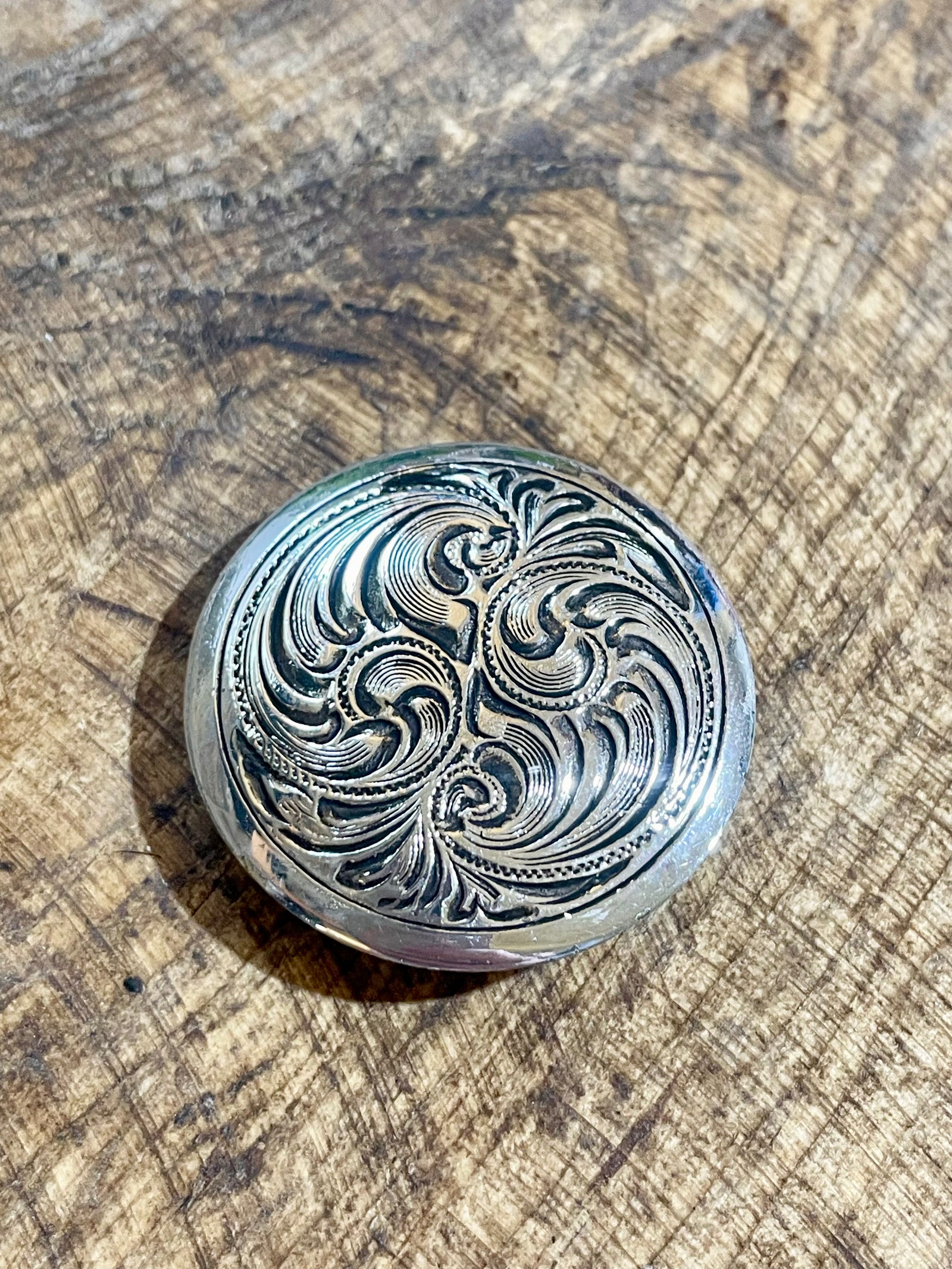 Round Swirl Stamped Concho Scarf Slide - 1.5"