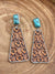 Umbria Stone Post Leather Trapezoid Earrings - Turquoise