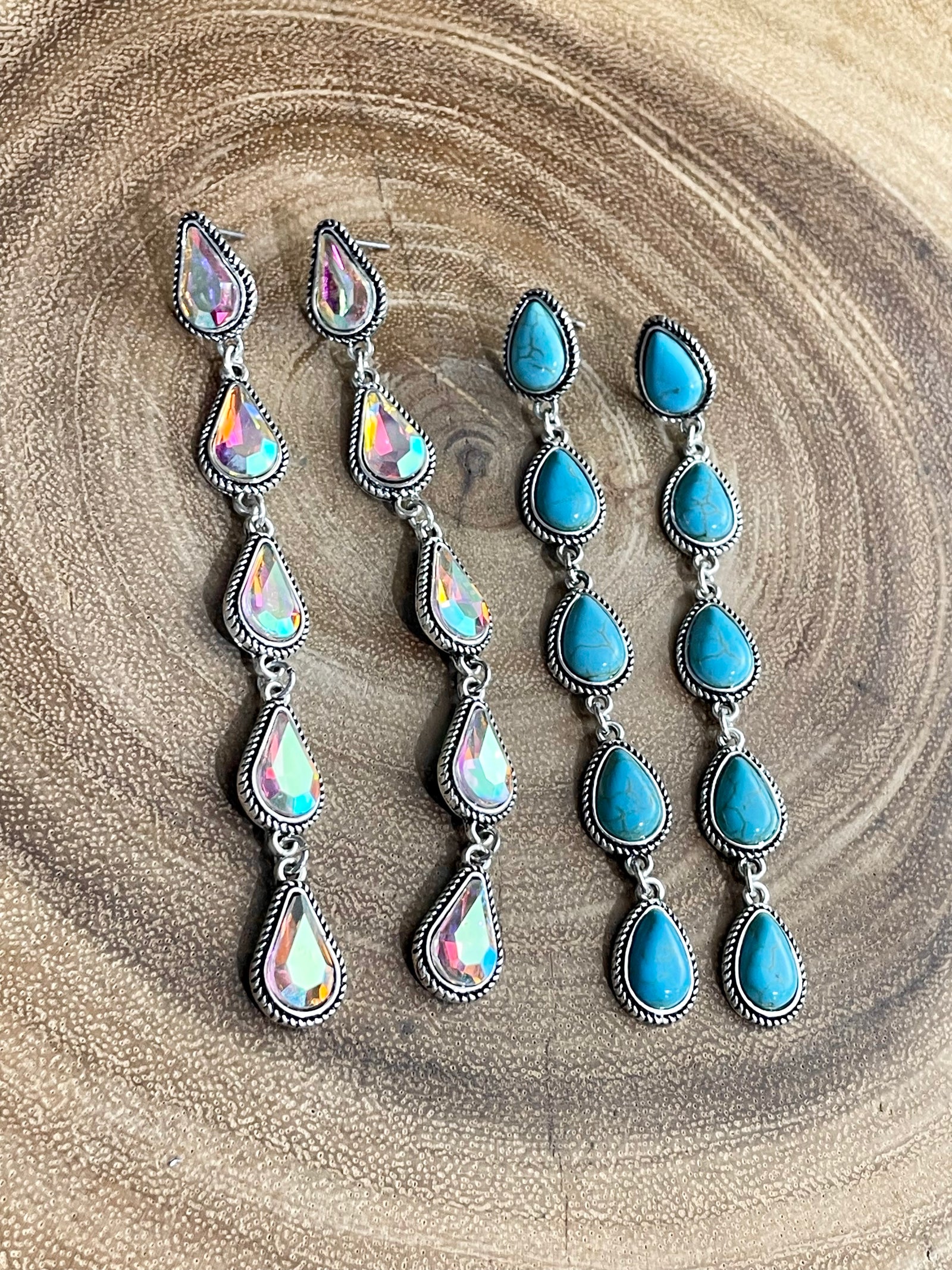 Pineview 5 Link Teardrop Stone Earring - 4"