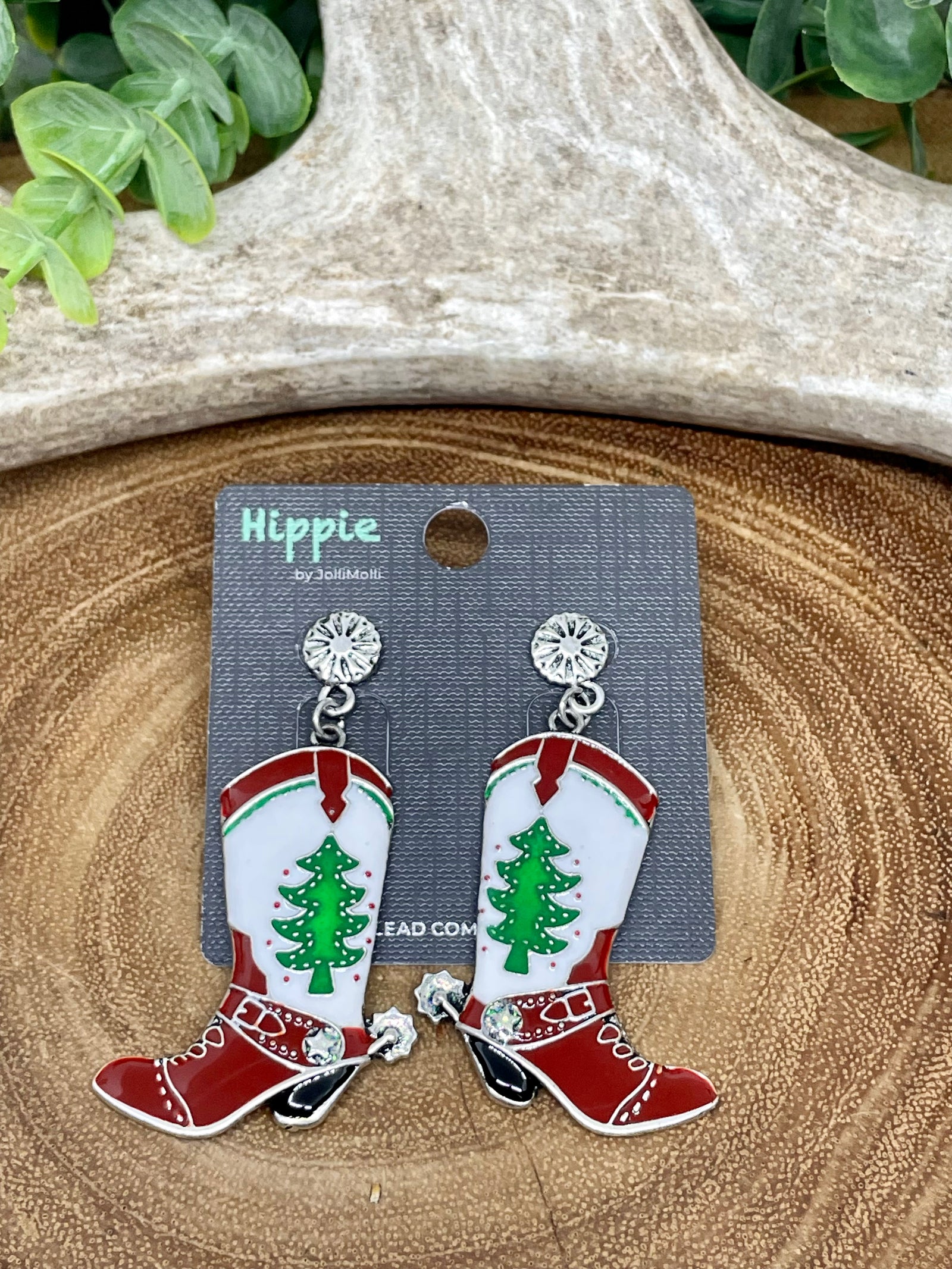 Christmas Cowboy Boots Concho Post Earrings