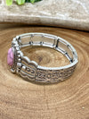 Easton Stamped Stretch Bracelet With Oval Center Stone