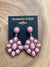 Puzzled 10 Stone Silver Backed Post Earrings - Pink
