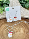 North Pole Enamel Santa Necklace & Earrings