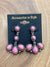 Tri-level Round & Teardrop Stone Post Earrings - Pink