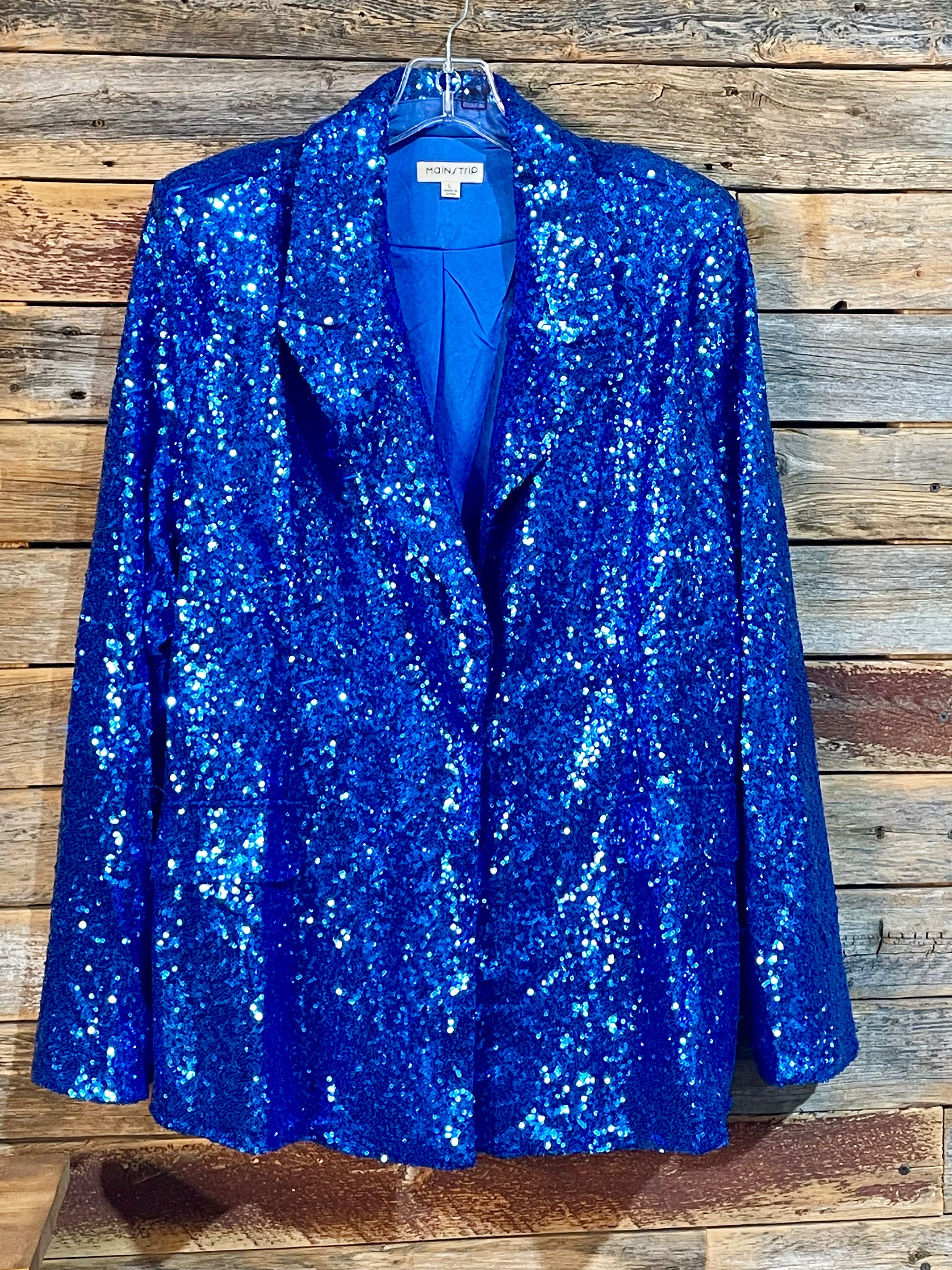 Blue sequin 2025 blazer womens
