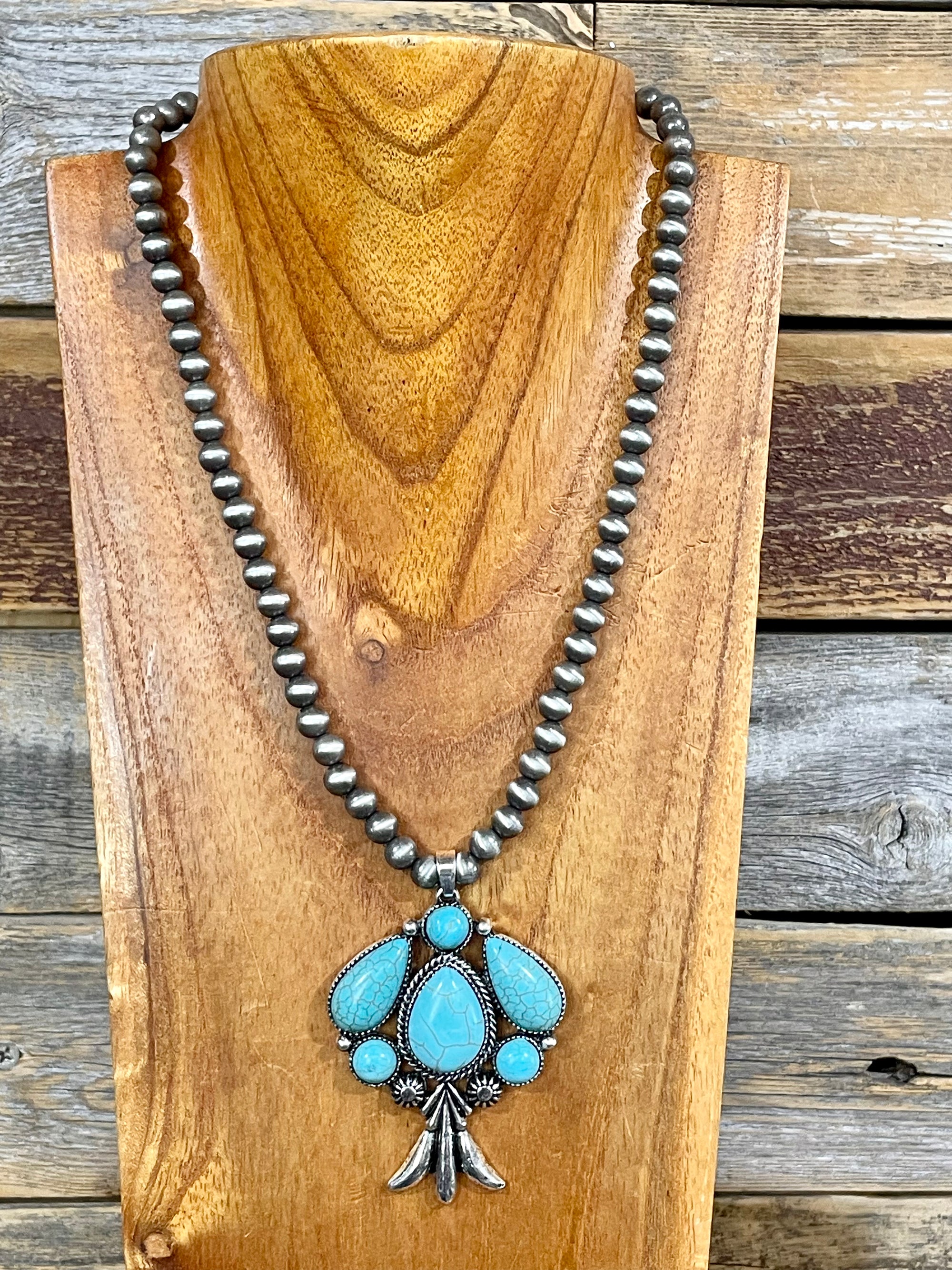 Flourish 6 Stone Pendant Navajo Necklace - 22"