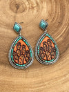 Ambria Stone Post Leather Teardrop Earrings - Turquoise