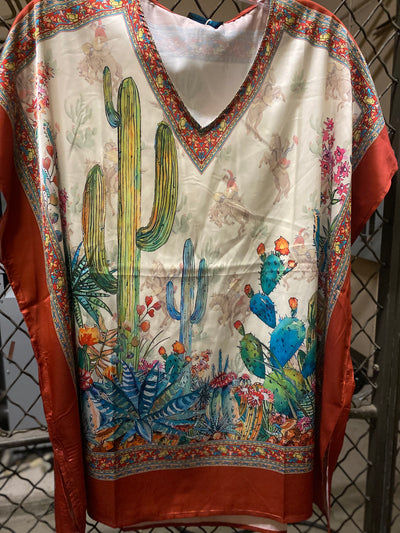 Cactus Floral Poncho Blouse