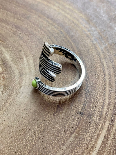 Green Stone Cactus Wrap Ring - Adjustable