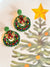 Beaded Green Wreath Holiday Sparkle Earrings