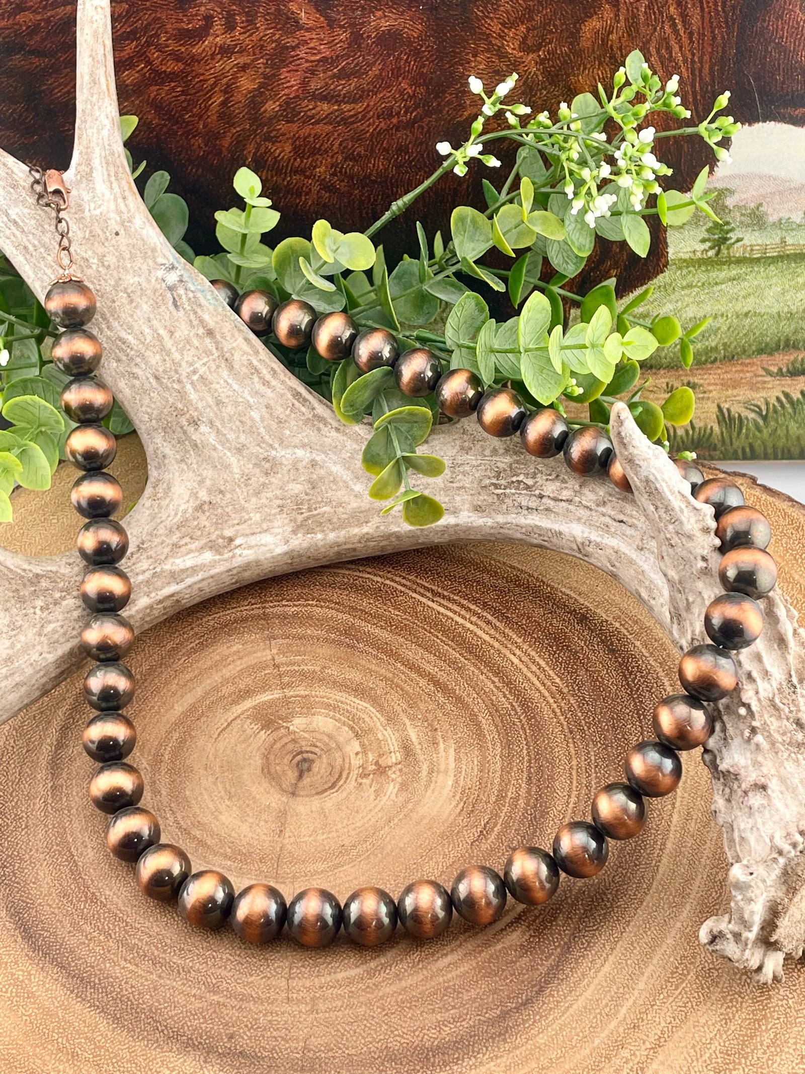 14mm Fashion Copper Navajo Pearl Necklace - 24"