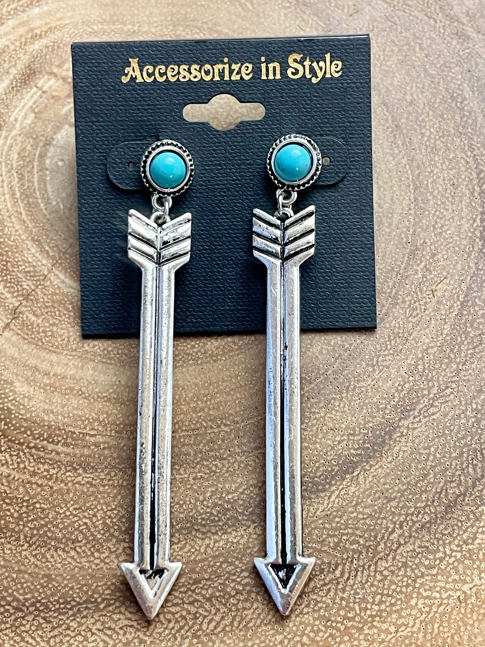 Kent Stone Post Long Arrow Earrings - 3"