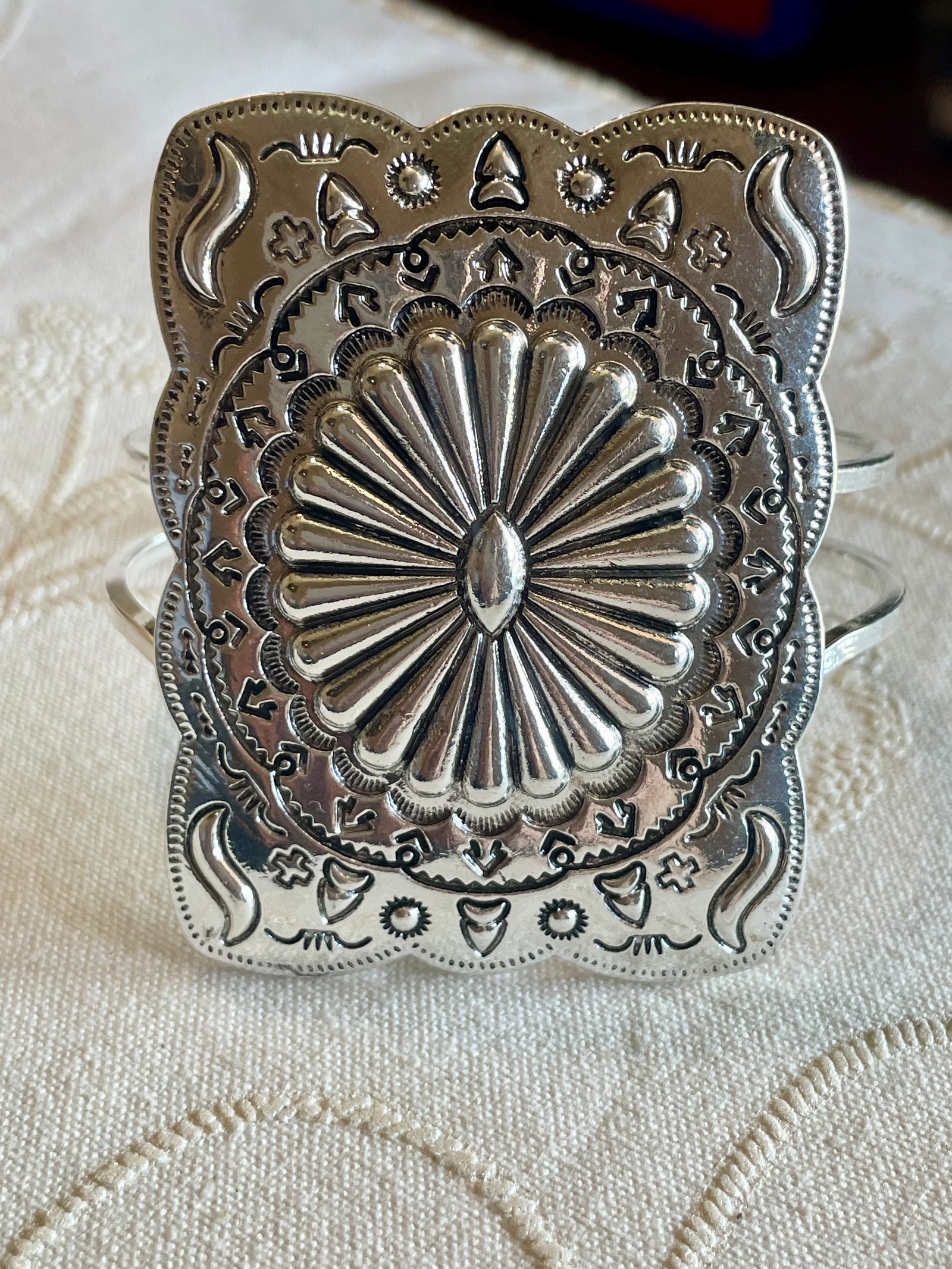 Cheyenne Stamped Rectangle Concho Fashion Hinge Bracelet