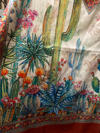 Cactus Floral Poncho Blouse