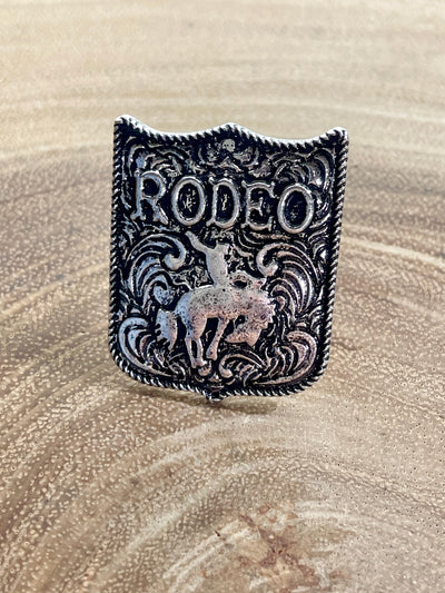 Bronc Rider Fashion Stamped Rodeo Necklace & Ring