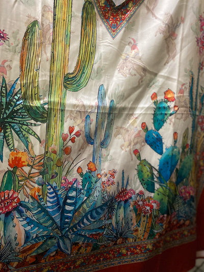 Cactus Floral Poncho Blouse