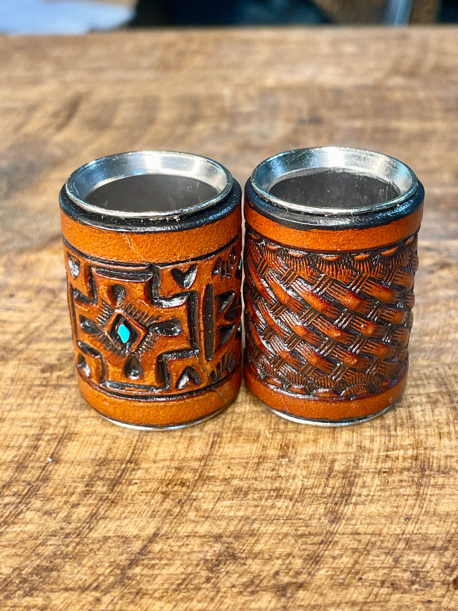 Tooled Leather Scarf Slide