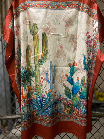 Cactus Floral Poncho Blouse