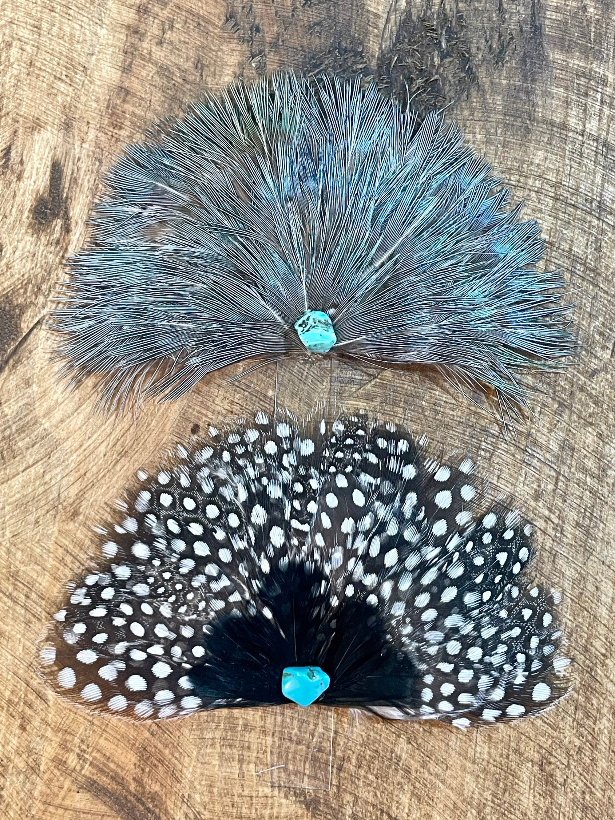 Crown Hat Feather Accent With Turquoise Nugget