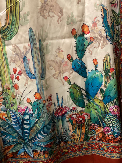 Cactus Floral Poncho Blouse