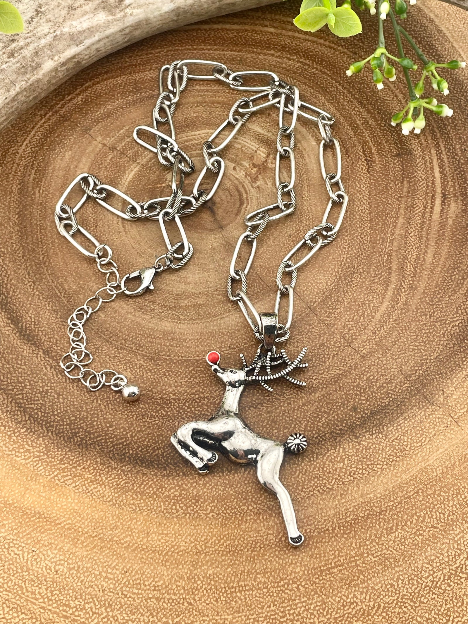 Red Nosed Rudolph Holiday Necklace - 20"