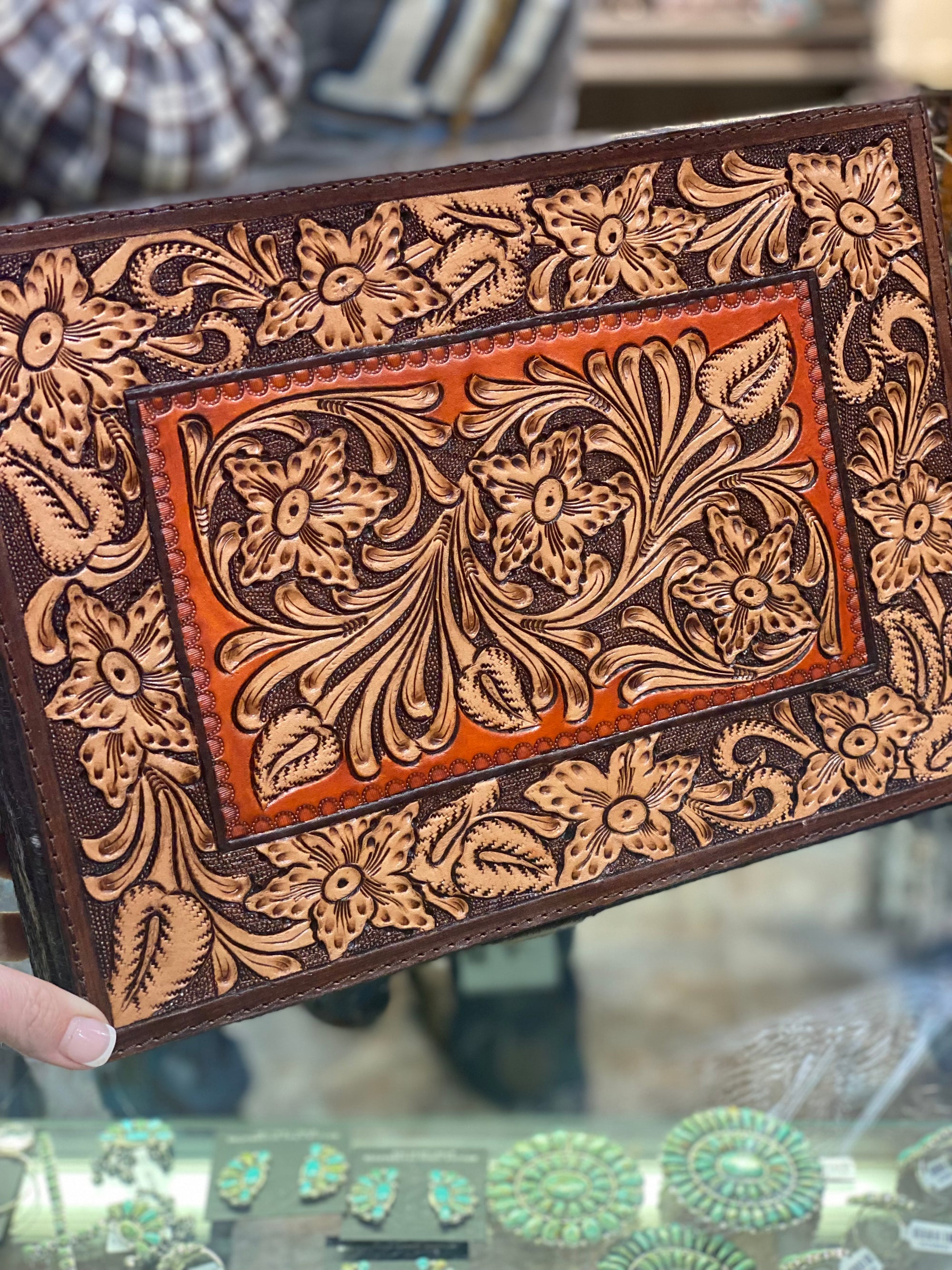 Tooled Leather and Hair on Hide Jewelry Box