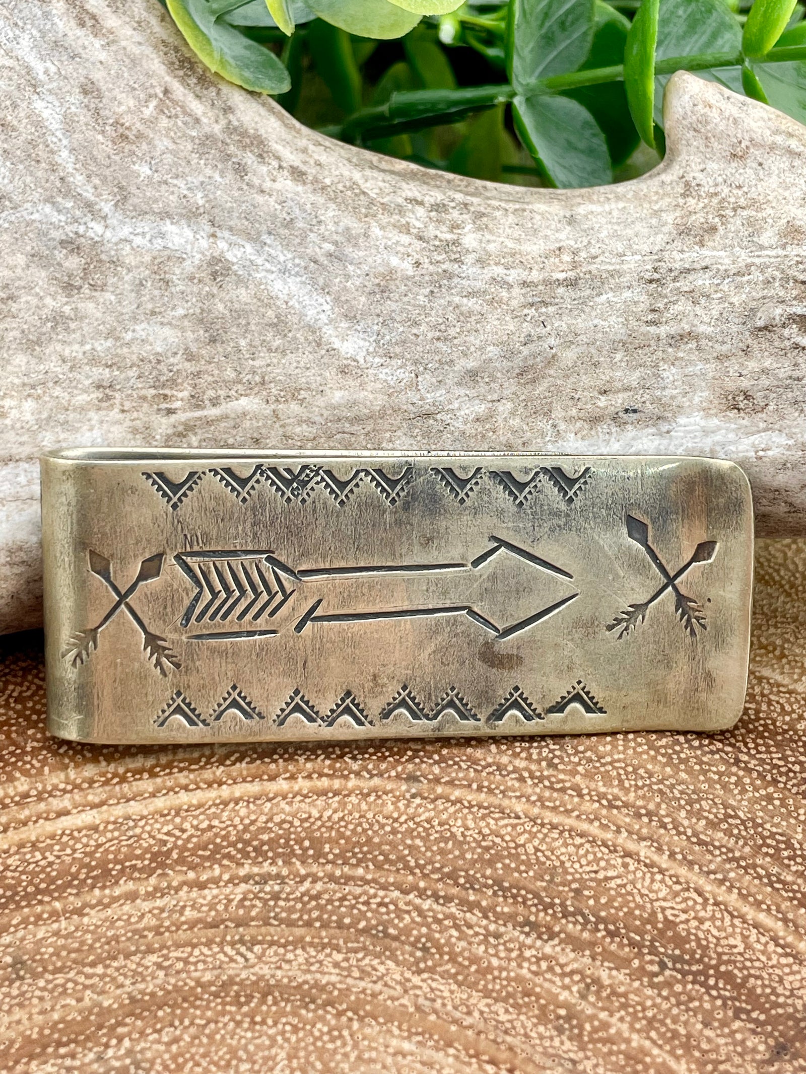 German Silver Stamped Money Clip