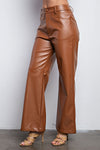 Faux Leather Staight Leg Pants