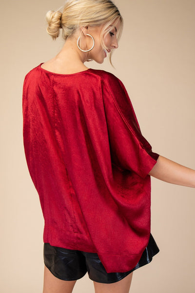 Colusa Round Neck Satin Top