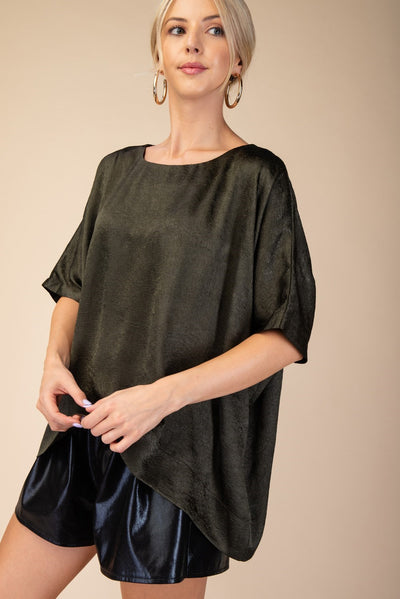 Colusa Round Neck Satin Top