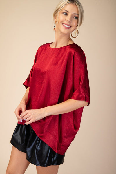 Colusa Round Neck Satin Top