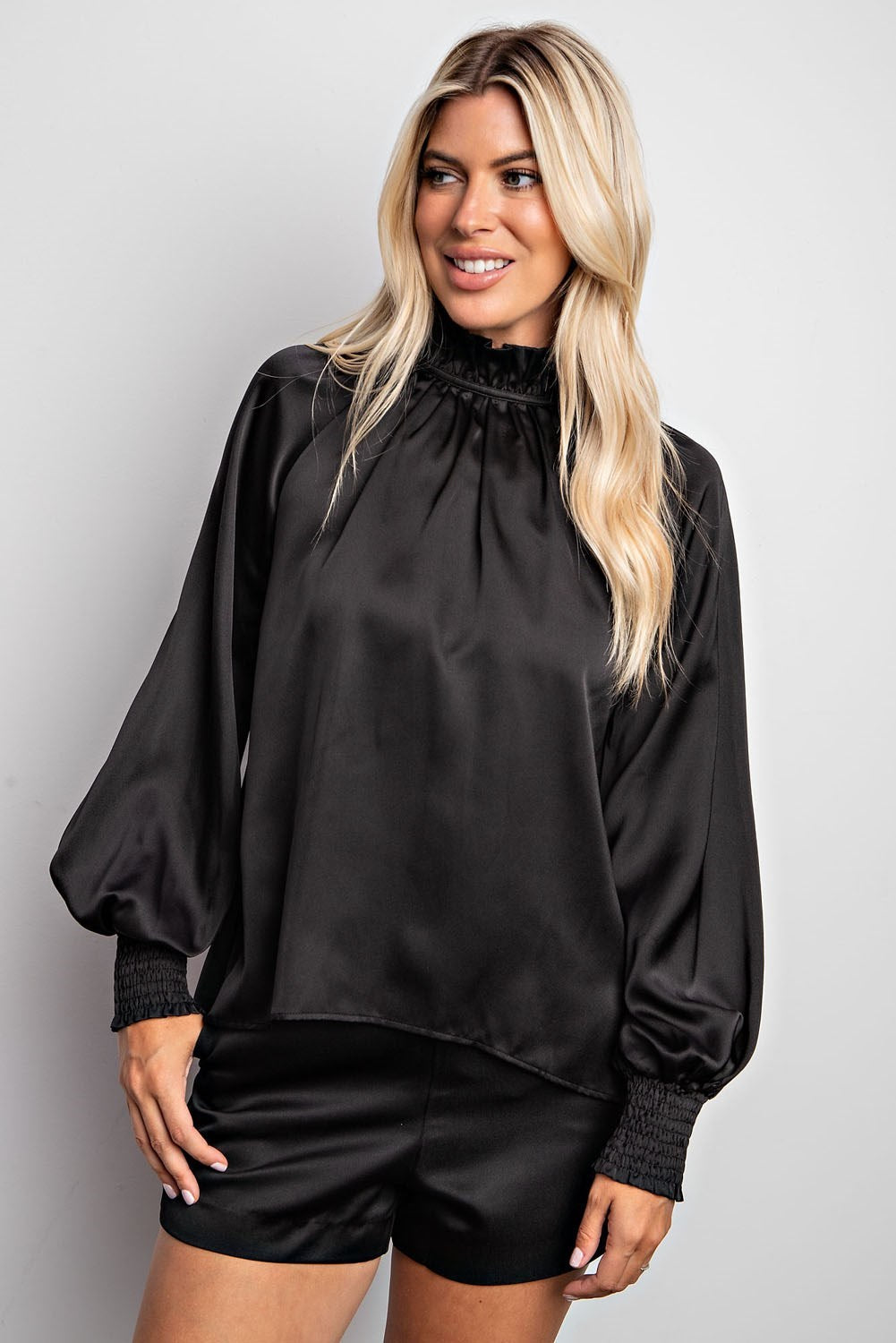 Black High Collar Blouse