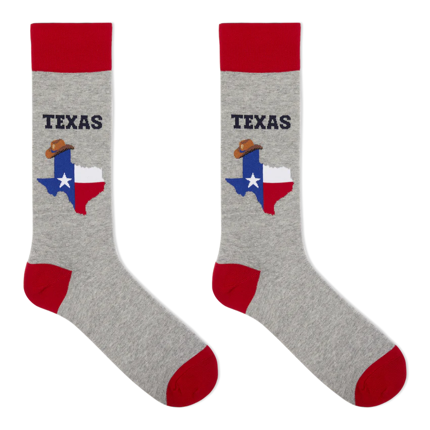 Men's Gray & Red Texas Crew Socks