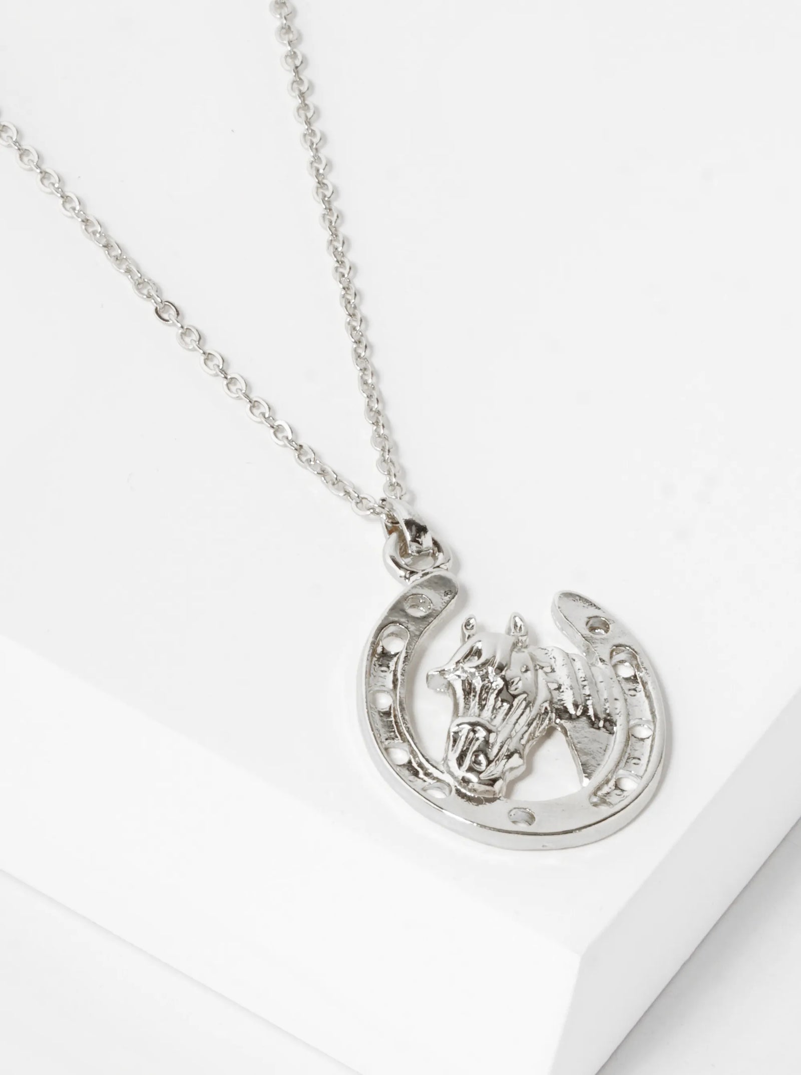 Lucky Horse Fashion Silver Necklace - 16"