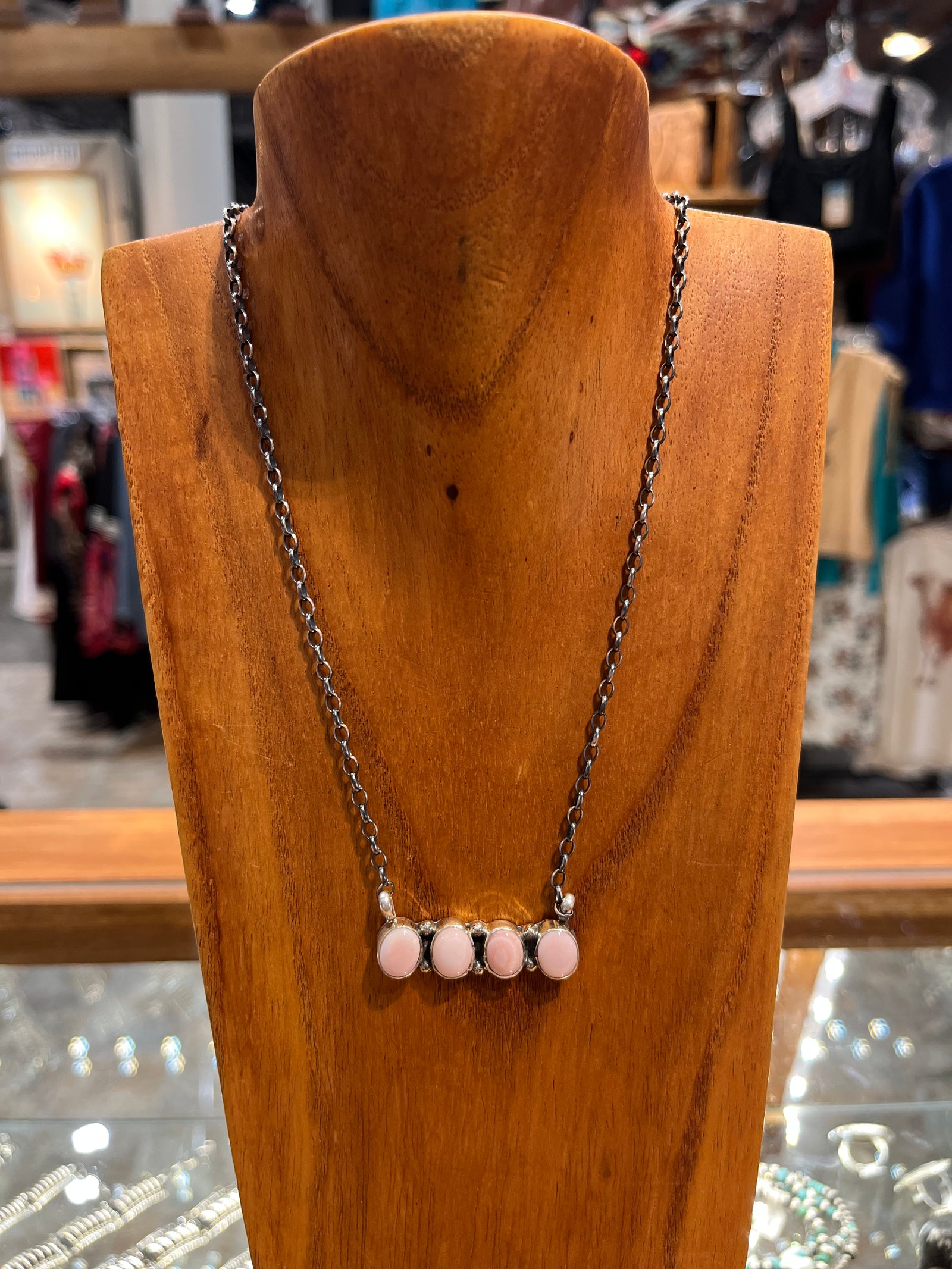 Bree Sterling 4 Stone Pink Conch Necklace - 16"