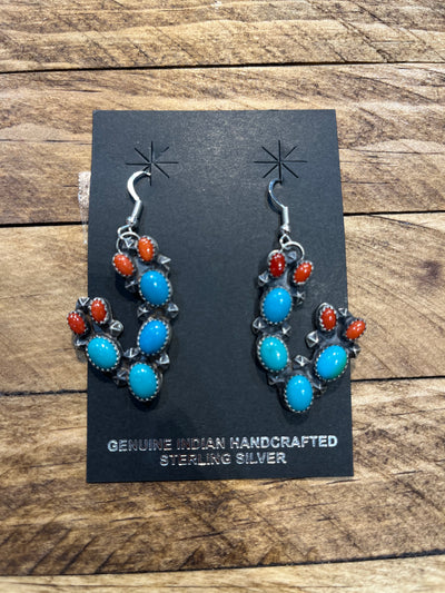 Paloma Turquoise & Spiny Stone Cactus Fish Hook Earrings - 2"