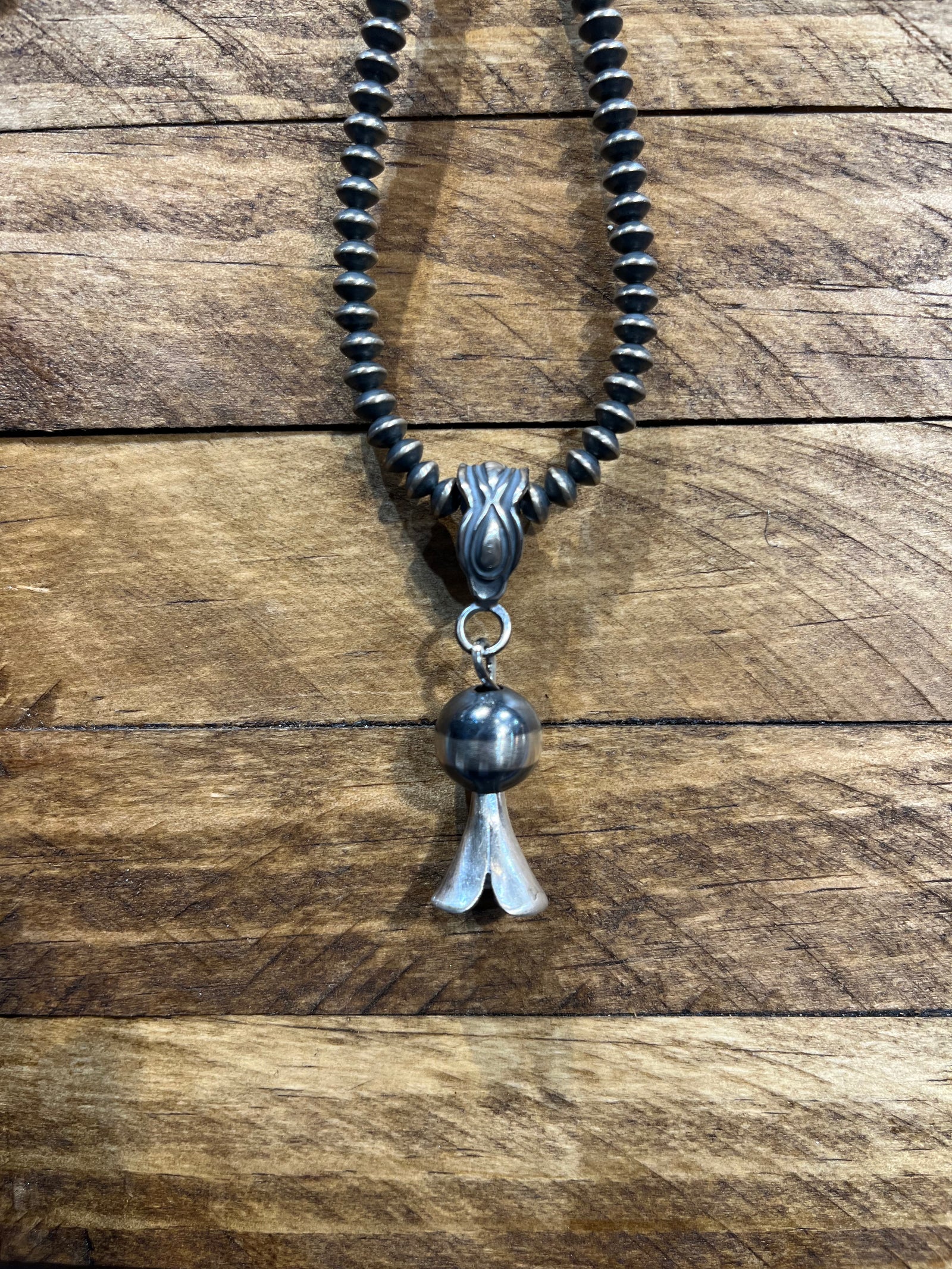 Eldorado Oxidized Navajo Flute Blossom Pendant - 2"
