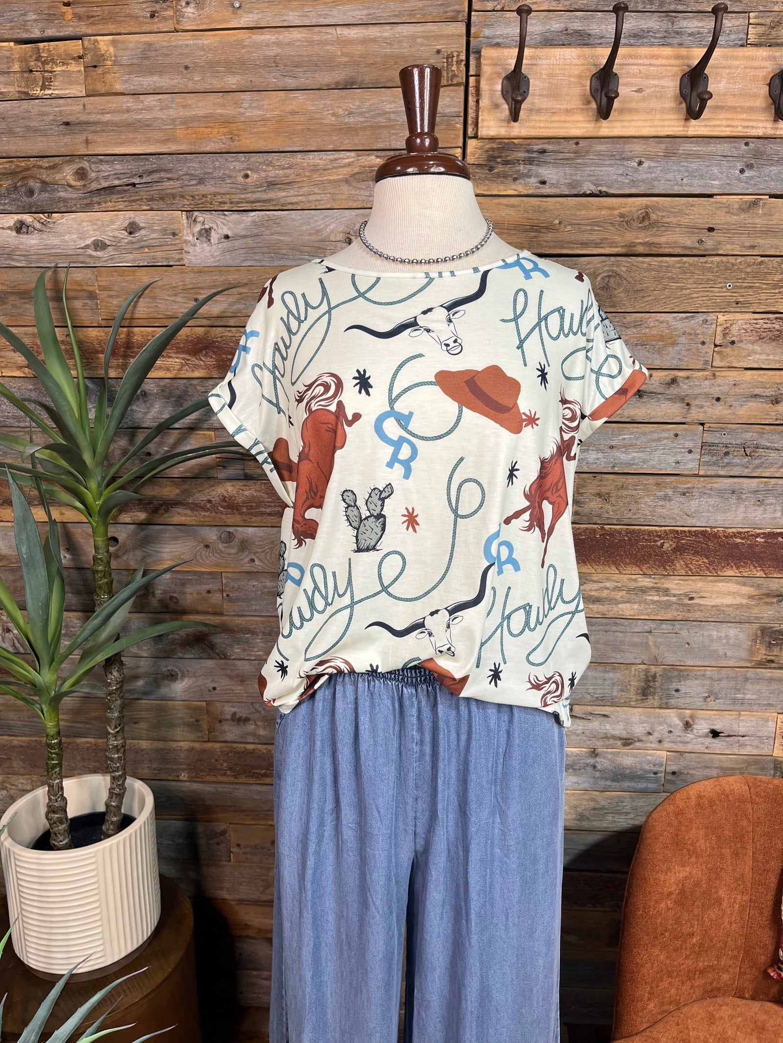 Critter Knit Shirts - Ivory Howdy