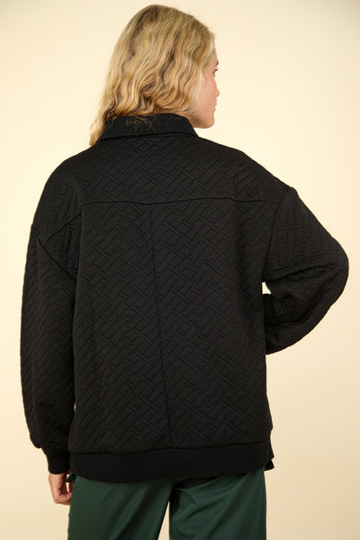 Shelly Oversized Collared Quilted Knit Top