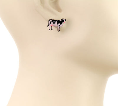 Down on the Farm Cow, Pig, Donkey Wooden Animal Stud Earrings Set