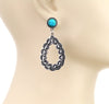 Lively Stone Post Stamped Teardrop Earrings - Turquoise