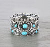 Curry Set of 3 Fashion Stackable Stretch Bracelets - Turquoise