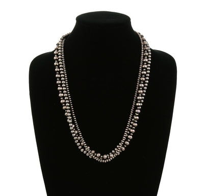 Brielle Triple Strand Bead Necklaces - Silver